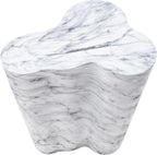 Meridian Furniture 99033White-ET Monza Collection Art Deco Marble Finish Indoor/Outdoor Concrete End Table, 21" W x 18.5" D x 22" H, White