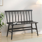 Wisuce Bamboo Dining Bench, Entryway Bench with Spindle Back (Black) | Bamboo & H-Shaped Support, Ergonomic Tilted Spindle Back, Multi-Scene Use, Easy Assembly & Maintenance