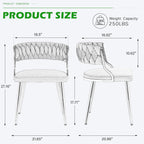 Velvet Dining Chairs Set of 2, Upholstered Dining Chair for Living Room, Modern Woven Kitchen Side Seats with Golden Legs, Great for Bedroom Kitchen Vanity - Purple