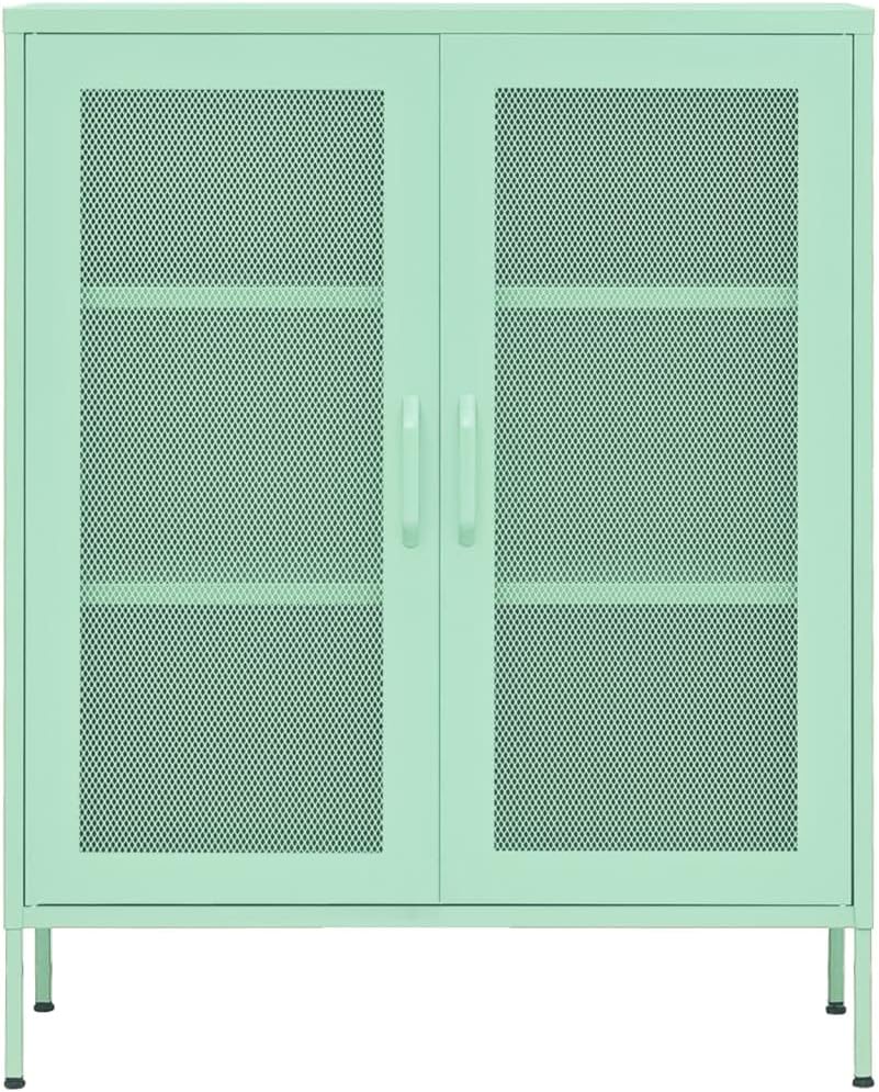 Mint Steel Storage Cabinet 13.8" W x 31.5" L x 40" H, Adjustable Shelves 198 lb Load, Slim Metal Cupboard for Bathroom, Pantry, Living Room & Kitchen, Small Space Organizer