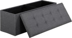 SUPER DEAL 43 Inches Folding Storage Ottoman Bench, Ottoman Foot Rest, Storage Chest, 660 lbs Load Capacity, End of Bed Bench with Divider for Living Room, Bedroom, Entryway, Linen Fabric, Dark Grey