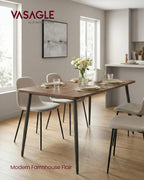 VASAGLE 55.1" Dining Table for 4-6 People, Modern Kitchen Table, Heat-Resistant Tabletop, Quick Assembly, for Dining Room, Natural Walnut and Ink Black, Island Collection UKDT100K02V2