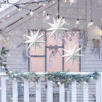 Easy Joy 3Pcs 9-Pointed Paper Star Lanterns 12 Inch Hanging Lampshade Wedding Birthday Christmas Home Party Decoration
