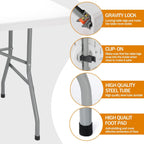 Lakhow 6 FT Folding Table,Outdoor Indoor Plastic Table Portable Square Height Dining Table Perfect for Picnics, Parties, Party and Camping, Clear White
