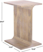 SAFAVIEH Home Collection - Wilfredo White Washed Solid Wood Accent Table, Scandinavian C-Shape Side Table, Fully Assembled (ACC3261A)