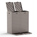 62 Gallon Outdoor Trash Can with Tiered Lid and Drip Tray,Waterproof Resin Waste Bin Indoor,Durable,Stylish,Lightweight Garbage Bin for Patio,Kitchen,Backyard and Office(Light Brown)