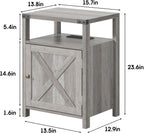Fameill Nightstands Set of 2, Night Stand with Charging Station, Bed Side Table with Storage Cabinet, Farmhouse End Table for Living Room with USB Ports and Outlets, Gray