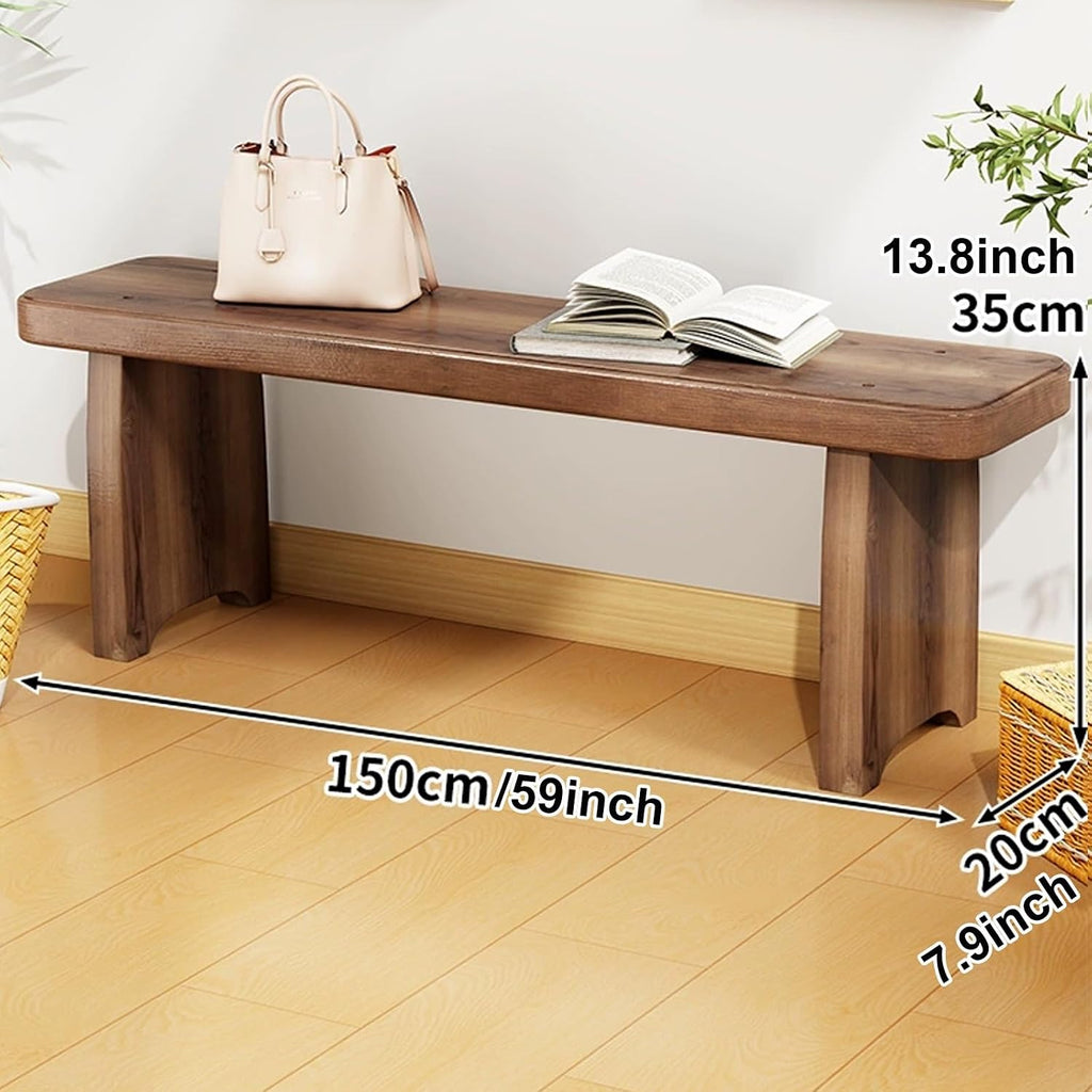 Outdoor Bench, Indoor Wood Bench for End of Bed, Entryway, Dining, Balcony, 24-59in Long Patio Narrow Benches, Wood Ladder Plant Stand, Garden Benches(L59xW7.9xH13.8inch)