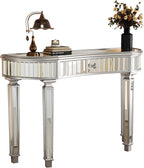 SSLine Mirrored Console Table Makeup Dressing Table,Modern Sofa Side Table Mirrored Desk Media Console Vanity Desk with One Drawer for Home Office Entryway Hallway