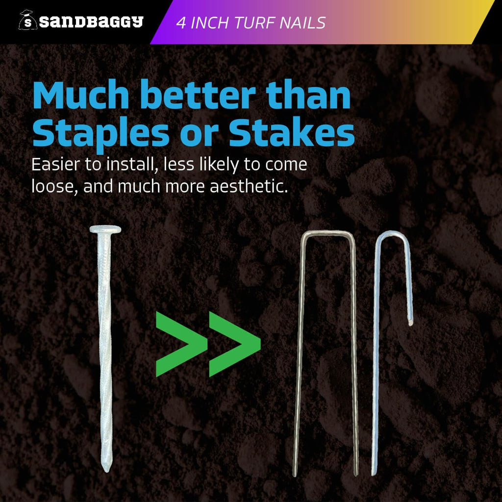 Sandbaggy 4 Inch Galvanized Artificial Turf Stakes - Spiral Landscape Nails - Ground Spikes/Pins for Synthetic Grass, Lawn, Edging, Weed Barrier Fabric, Garden (Steel, 1200)