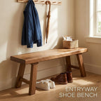 Solid Wood Bench for Entryway, 30" 36" 42" 48" 54" 60" Farmhouse Wood Dining Bench, Rustic Indoor Seating for Kitchen, Living Room & End of Bed(L: 28" x W:12" x H:18")