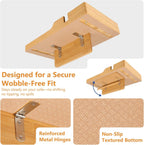 Couch Tray Insert for Middle Seat, Bamboo Couch Table with 2 Cup Holders, Fits Armless Sofa & Sectionals, Fold-Flat Tray for Drinks, Snacks & Remotes, Natural Bamboo
