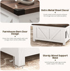jimeimen Farmhouse Lift Top Coffee Table with Storage, Wood Square Center Table with Charging Station&USB Port, Living Room Table w/Large Hidden Space, for Living Room, Bedroom, Home Office, White