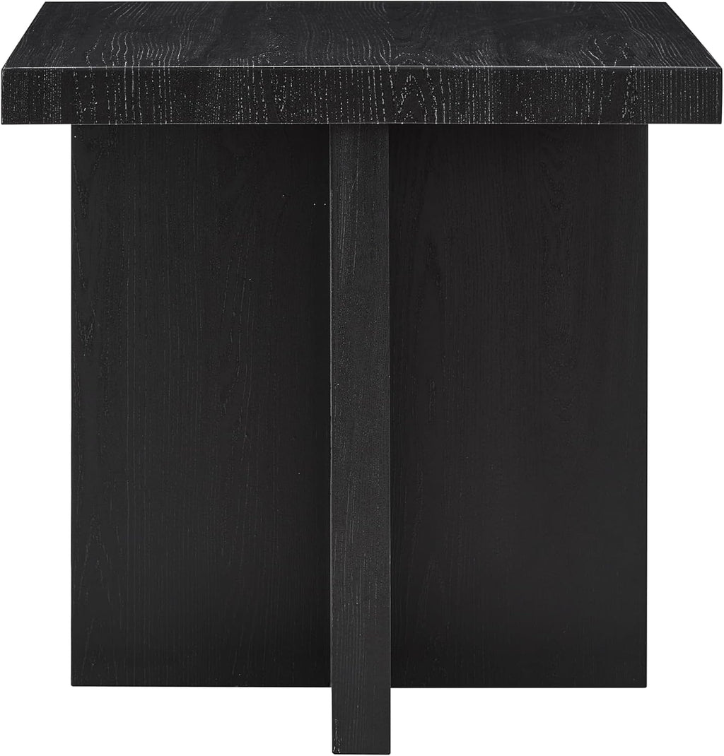 Roundhill Furniture Mchome Square End Table, Nightstand, Black Finish