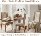 Kmax High Back Dining Chairs Set of 2, Parsons Dinner Chairs Upholstered Fabric & Nailed Trim Wood Kitchen Chairs, Khaki Stripe