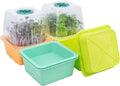 Microgreen Growing Trays, LUVCSOY Sprouting Tray with Humidity Dome, 1.2 mm Small Mesh Holes, BPA Free, Sprouter Kit for Growing Mirco Seeds, Like Broccoli, Alfalfa, Radish, Clover - 4 Pack | Colorful