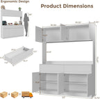 70.87" H Large Kitchen Pantry Storage Cabinet with Microwave Oven Countertop, Freestanding Pantry Cabinet with Drawers for Kitchen, Living Room (White)