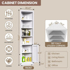 Metal Pantry Storage Cabinet with 4 Adjustable Shelves, 71" Tall Corner Cabinet for Bathroom, Corner Shelf Cabinet for Kitchen, Dining Room, Living Room, Assembly Required(White)