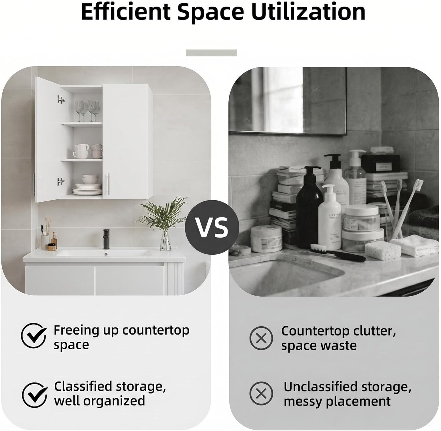 24 x 33 Inch Wall Cabinet Set of 2, Kitchen Wall Mounted Wooden Storage Cabinet, Double Door Cabinet with Soft Close, Metal Handle, Adjustable Shelf for Kitchen Laundry Bathroom Garage, White