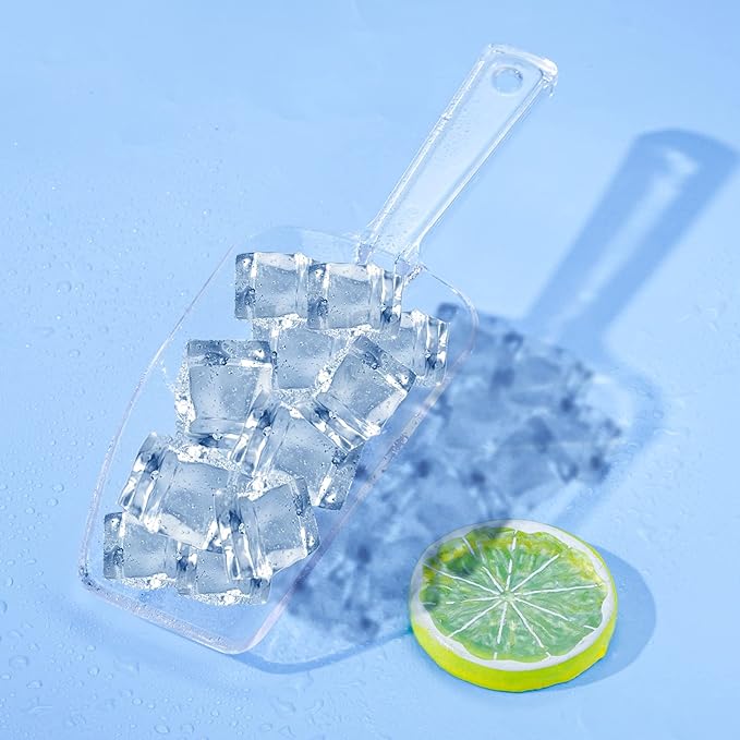 Ice Scoop Candy Buffet Containers Scoopers, Hmxpls Clear Plastic Scoop for Popcorn Cookie Candy Buckets, Podpocket Acrylic Large Scoops for Parties Wedding Bar Jars Freezer Dry Goods （6 Pack 7.5 In ）