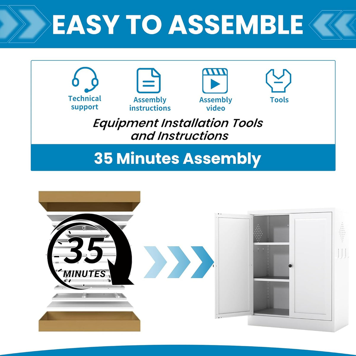 White Steel Pantry Cabinet with 2 Adjustable Shelves, Metal Storage Cabinets for Kitchen, Living Room, Bathroom, Heavy Duty Freestanding Utility Cabinet, Assembly Require