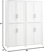 Crosley Furniture Savannah 2-Piece Pantry Storage Cabinet Set with Shelves, Kitchen, Dining, or Laundry Room, White