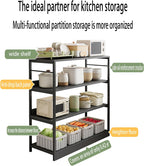 Kitchen Shelf, Floor-Standing Shelf, Shelf, Countertop Kitchen, Multi-Layer Large-Capacity Storage Rack, Multifunctional Pot Oven Microwave Rack 80 * 35 * 80cm Fourlayersofblack