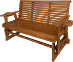 Fortune Candy Patio Glider with Cup Holders, High Roll Back and Deep Contoured Seat, 3-Seater, Heavy Duty 800 Lb, 5 Feet (Brown, 3-Seater)