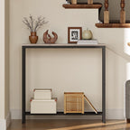 YATINEY Narrow Console Table, 2-Tier Small Sofa Table, 29.5" Thin Entryway Behind Couch Table with Shelves, Industrial Hallway Table, for Living Room, Foyer, Greige and Black CT03BG