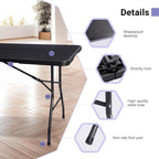 Folding Table 6ft, Heavy Duty Plastic Fold-in-Half Utility Table, Black | Portable Utility Table,HDPE Top,Carry Handle,Sturdy Steel Legs,Indoor Outdoor for Parties,Camping, Dining,Supports 330 lbs