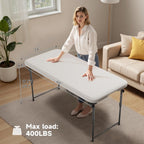 Folding Table 4 Foot - 2-Position Adjustable Height, Heavy Duty 400 lbs Capacity - Portable Tables Folding for Camping, Party, Indoor & Outdoor Use, 1 Pack