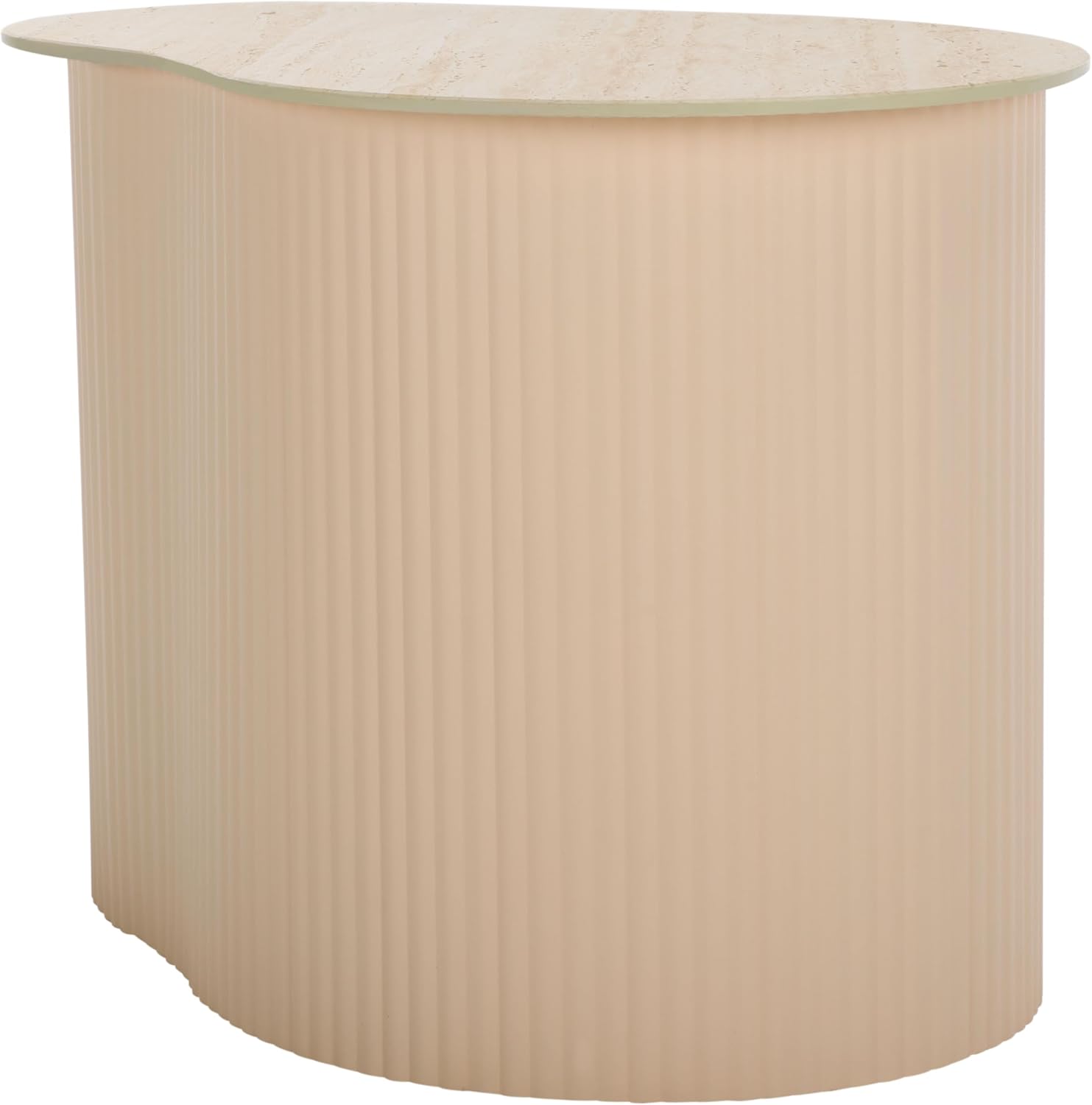 SAFAVIEH Home Collection - MTP Medium Side Table, Beige Ceramic Accent Table with Ribbed Base, Fully Assembled (ACC2910A)