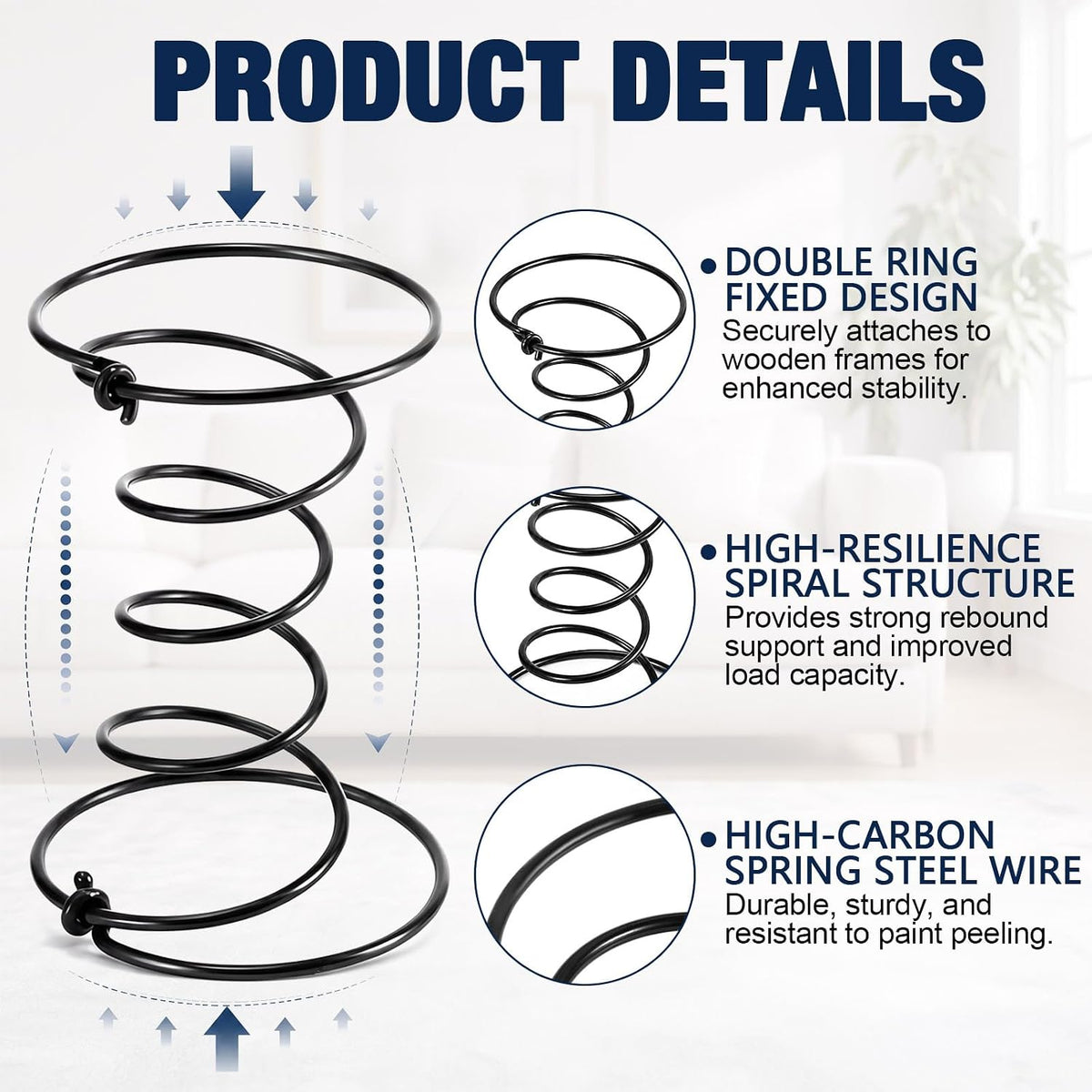 15 Pcs 6" Upholstery Strap Coil Springs Repair, 8 Gauge Wire, High Elastic Spring Replacement, Knotted Two Ends, Easy Hook-on Installation for Sofa Chair Seat Couch Furniture Repair & DIY