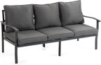 Outdoor Patio Furniture Set, 1 PCS 3-Seat, All-Weather Metal Modern Outside Sofa with Washable Thick Cushion for Garden/Backyard/Porch, Grey