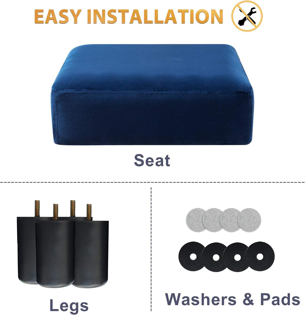 LUE BONA Small Foot Stool, Velvet Fabric Footrest Ottoman Stool with Non-Skid Plastic Legs, Rectangle Footstool Step for Couch, Desk, Office, Living Room, Navy