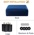 LUE BONA Small Foot Stool, Velvet Fabric Footrest Ottoman Stool with Non-Skid Plastic Legs, Rectangle Footstool Step for Couch, Desk, Office, Living Room, Navy