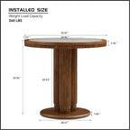 33.07 inch Mid-Century Round Dining Table for 2-4 People, 9mm Sintered Stone Recessed Tabletop, Solid Wood Reinforced MDF Frame, Compact Circular Bistro Table for Kitchen Dining Room