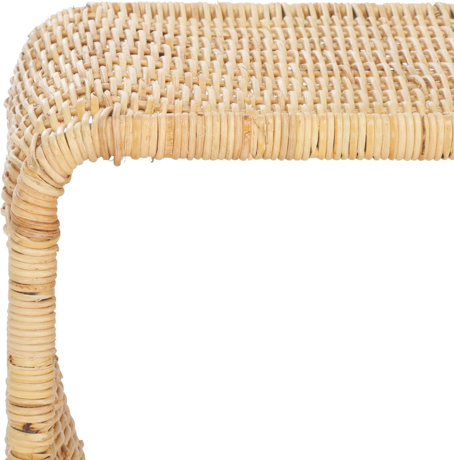 SAFAVIEH Home Collection - Zendy Light Natural Rattan Accent Table, Coastal Waterfall Silhouette, Fully Assembled (ACC6508A)