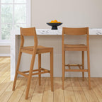 Plank+Beam Modern Bar Height Chairs, 44 Inch, Set of 2 Solid Wood Dining Chairs for Home Bar, Kitchen, Contemporary Seating for Dining Room, Pecan