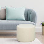 Studio Living Wentworth 19" Round Ottoman, Urban Transitional, Fully Assembled, Soft Boucle Fabric, Snow