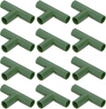 12 Pcs 11mm Greenhouse Frame Building Connectors, 3 Way Flat Pipe Fitting for Grape Trellis/Sunscreen Shed/Gardening Plant Stakes, Greenhouse Accessories [Green]