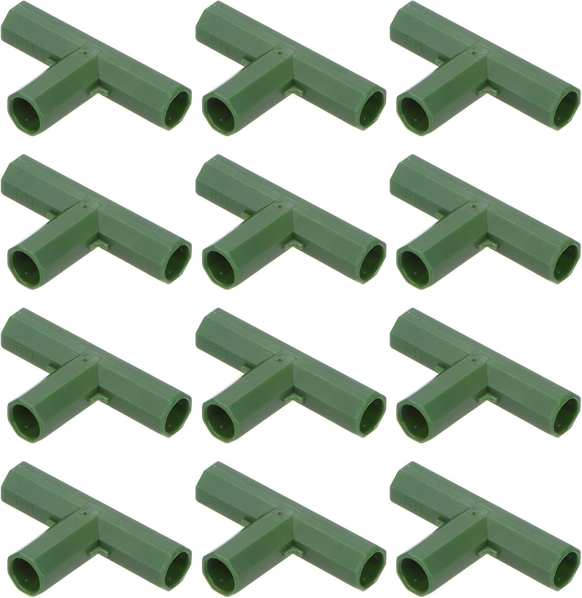 4 Pcs 11mm Greenhouse Frame Building Connectors, 3 Way Flat Pipe Fitting for Grape Trellis/Sunscreen Shed/Gardening Plant Stakes, Greenhouse Accessories [Green]