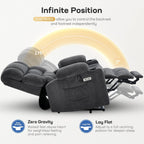 Tami Tami Dual Motor Power Lift Chair Recliner for Elderly with Massage and Heat, Infinite Position Electric Lift Recliner with Adjustable Headrest, USB (T6015 - Plush Fabric, Dark Gray, Medium)