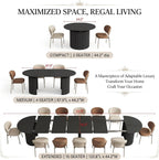 Extendable Dining Table for 1-10 People, Wood Foldable Kitchen Table for Small Space, Multifunctional Dining Room Furniture (Black) (Black)
