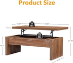 Small Lift Top Coffee Table, Wood Rectangle Coffee Table with Lifting Top and Hidden Storage Compartment, Mid Century Modern Center Tables for Small Space, Living Room, Office (Walnut)