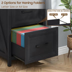 Vabches 2 Drawer Vertical File Cabinet, Wood Farmhouse Cabinet, Black | Filing Cabinet Fits A4/Letter Size, Under Desk Small File Cabinets Printer Stand with Storage for Home Office