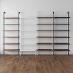 Nathan James Theo 6-Shelf Tall Bookcase, Wall Mount Bookshelf with Natural Wood Finish and Industrial Metal Frame, Rustic Oak/White, Set of 2