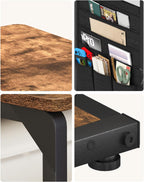 Wood Pedestal TV Trays for Eating on Couch, C Shaped End Table for Couch Side Tables that Slide Under, Sofa Arm Recliner Chair Dinner Table, Small TV Tray Over the Couches Stand, Living Room ET-P-BRW1