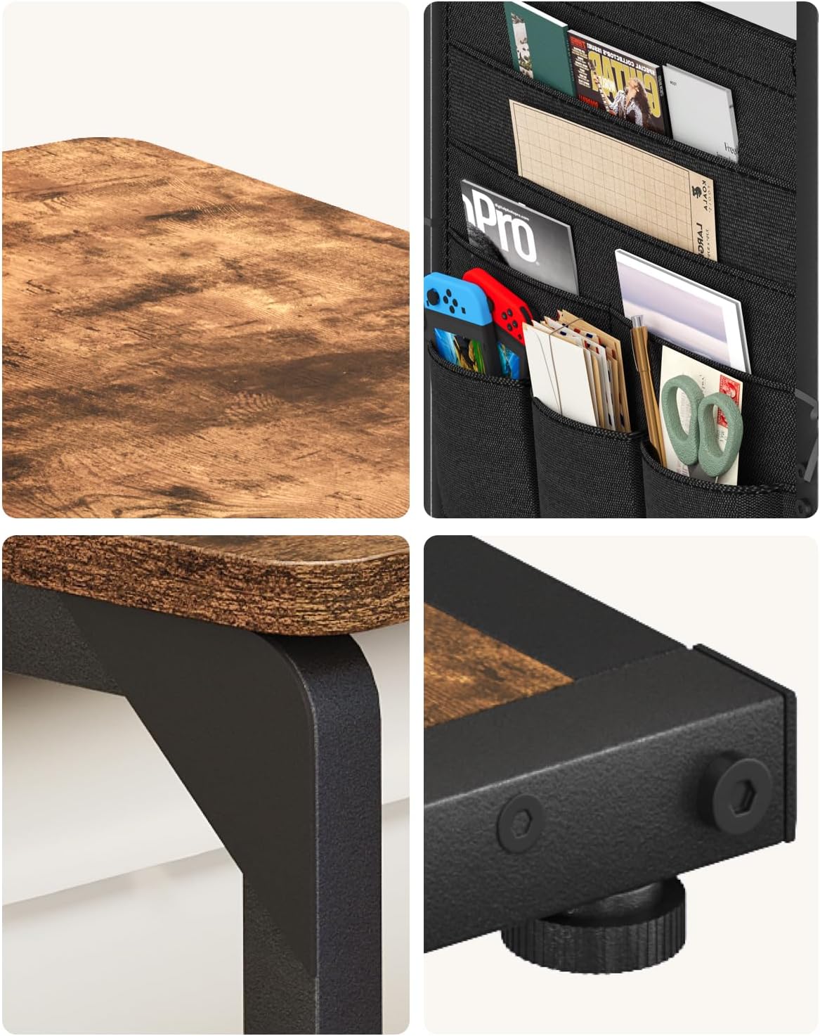 Wood Pedestal TV Trays for Eating on Couch, C Shaped End Table for Couch Side Tables that Slide Under, Sofa Arm Recliner Chair Dinner Table, Small TV Tray Over the Couches Stand, Living Room ET-P-BRW1