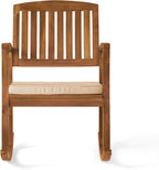 Christopher Knight Home Selma Acacia Rocking Chairs with Cushions, 2-Pcs Set, Teak Finish